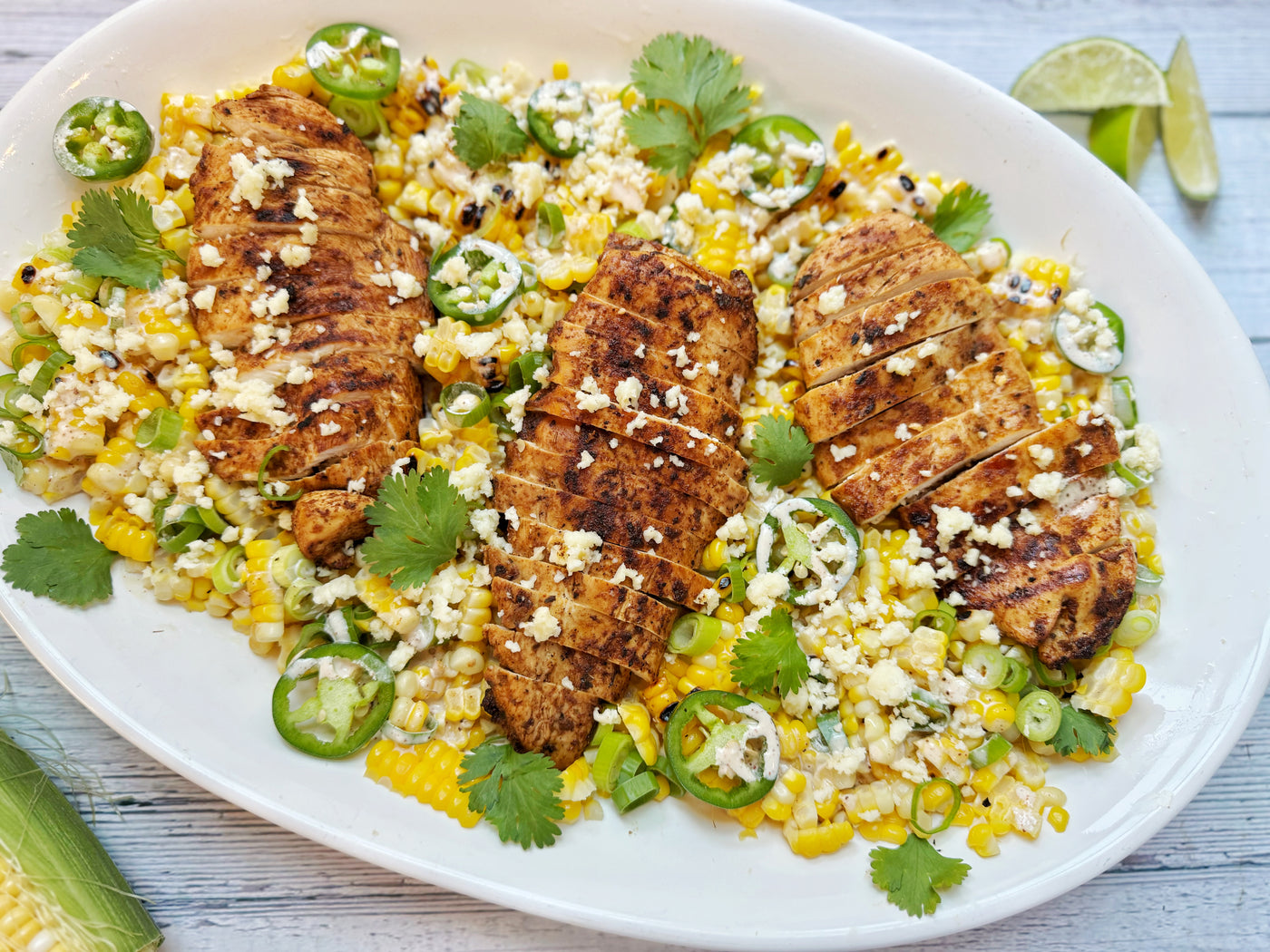 ESQUITES (MEXICAN STREET CORN SALAD) WITH GRILLED CHICKEN