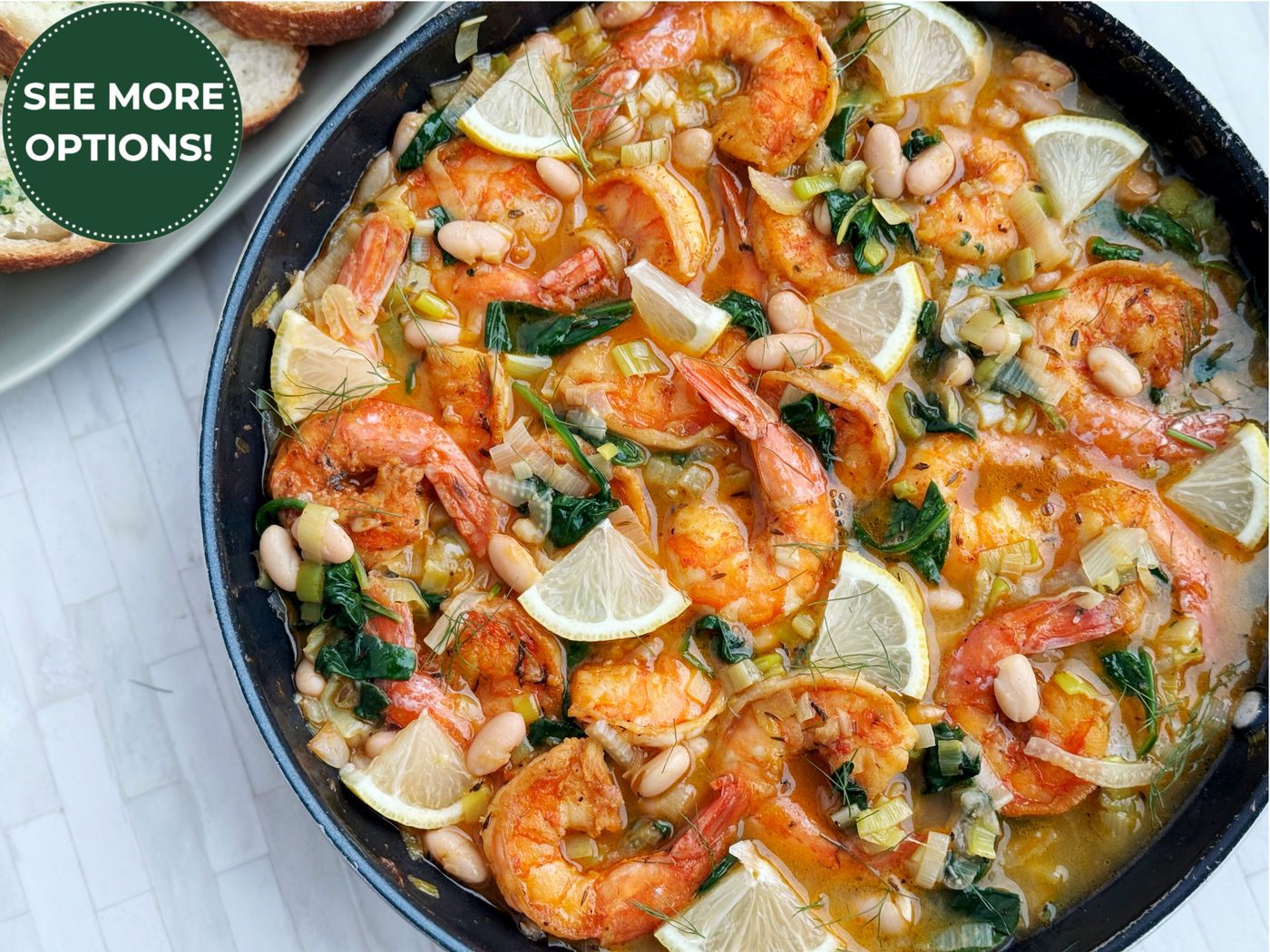 LEMONY SHRIMP + WHITE BEANS