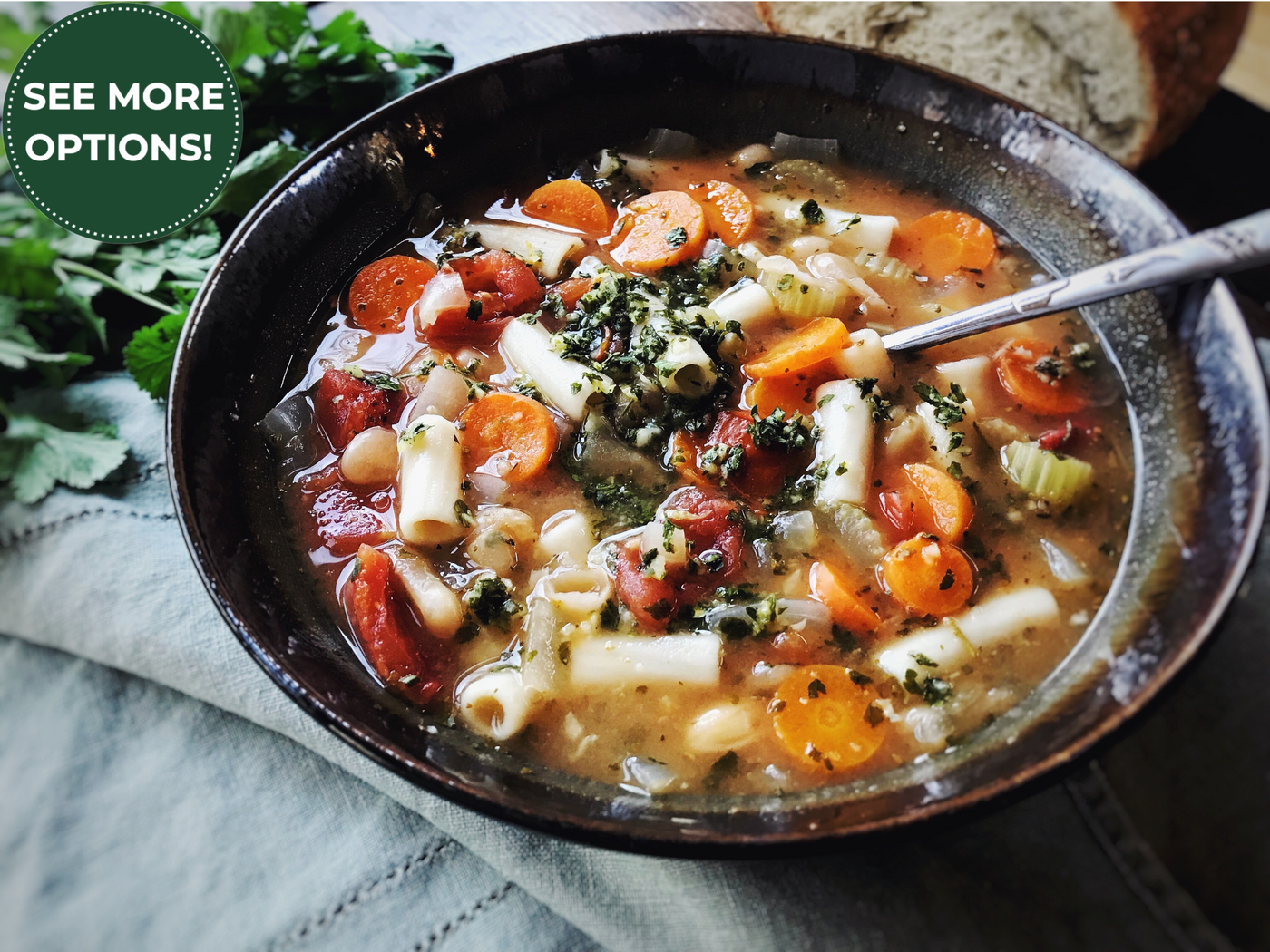 CUSTOMER FAVORITE! MINESTRONE WITH JIMICHURRI