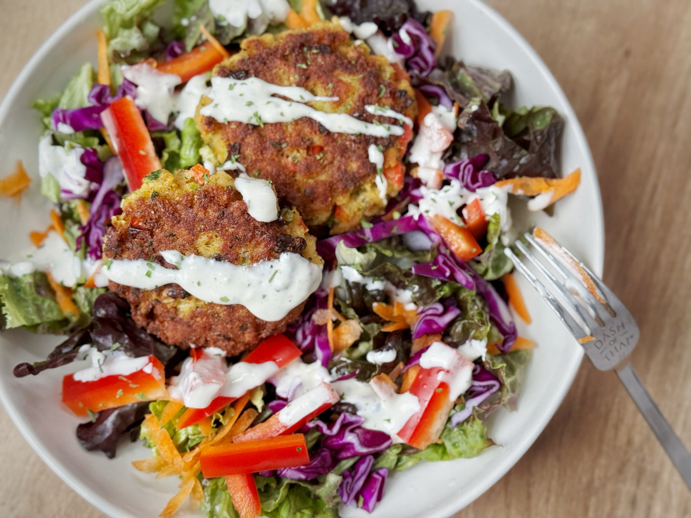 NEW! SHRIMP CAKE SALAD BOWLS WITH LEMON AIOLI