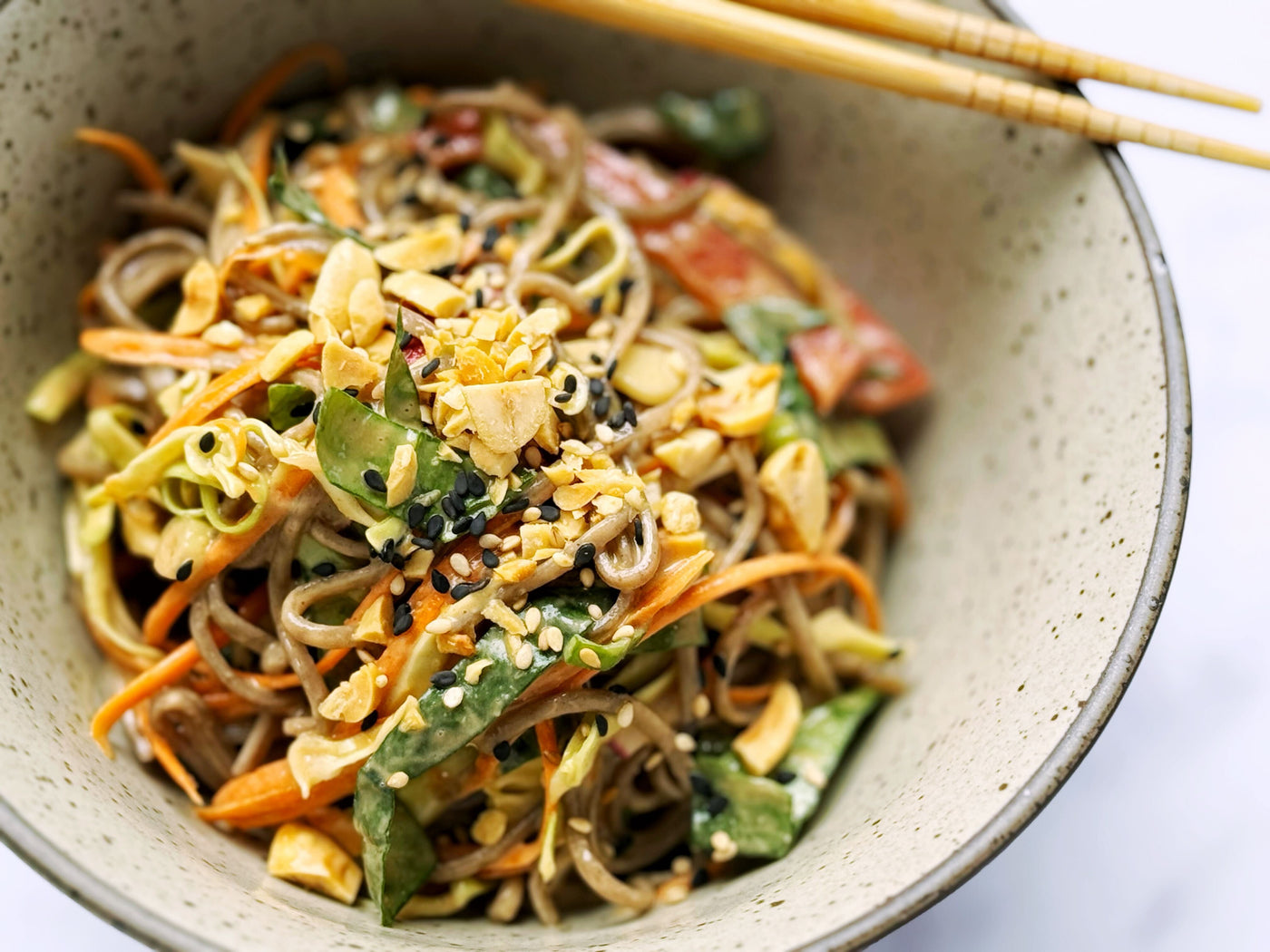 CHILLED SOBA NOODLE SALAD WITH JAPANESE-STYLE PEANUT SAUCE