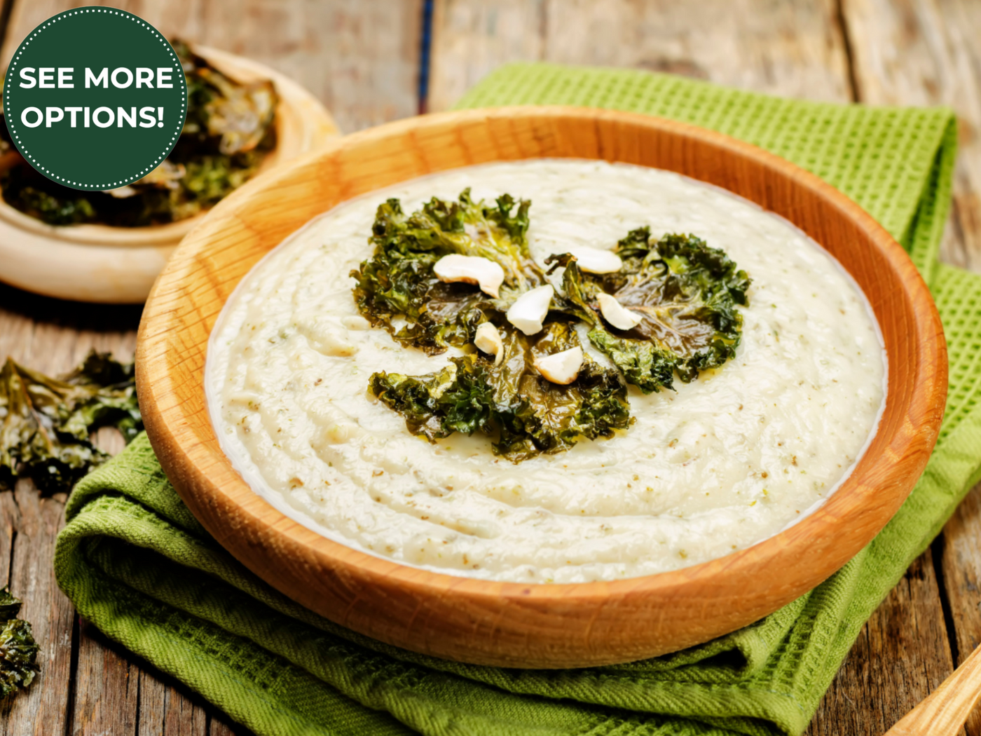 POTATO LEEK SOUP WITH KALE CHIPS