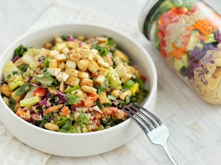 SESAME GINGER JAR SALAD WITH ROASTED TOFU