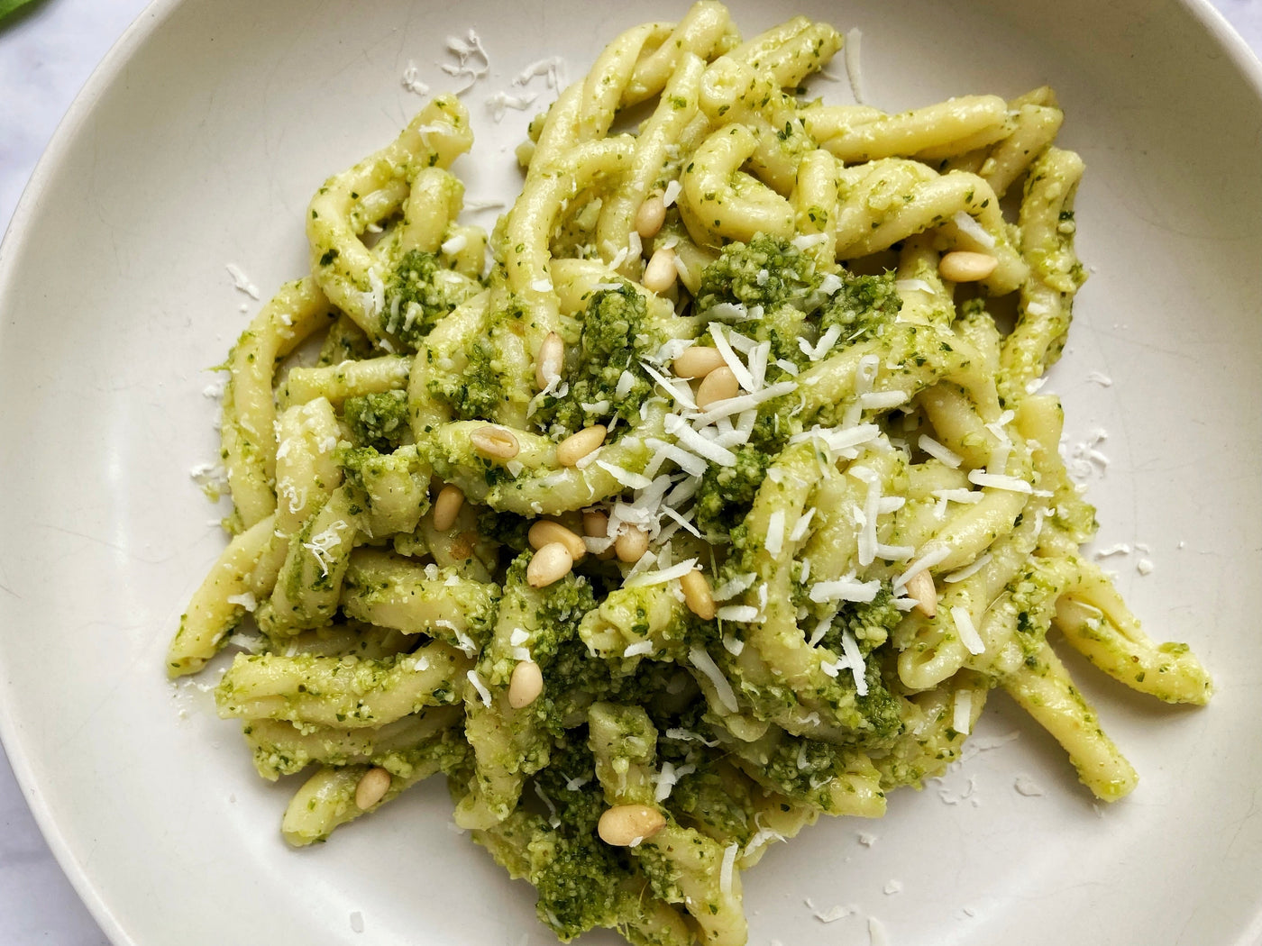 NEW! CASARECCE WITH SPRING ARUGULA & GREEN GARLIC PESTO