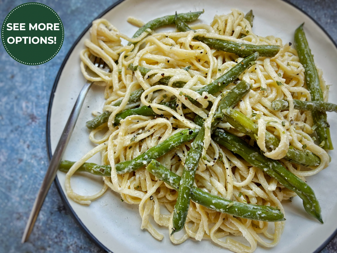 LINGUINE CARBONARA WITH GREEN BEANS