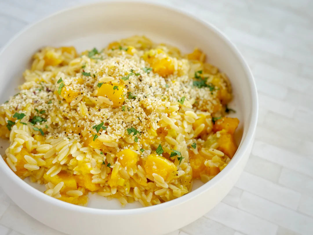 CREAMY BUTTERNUT SQUASH & LEEK ORZO
