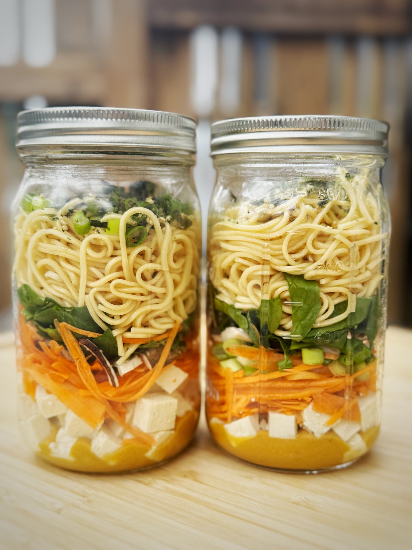 SPICY MISO RAMEN JAR SOUP WITH TOFU & VEGETABLES