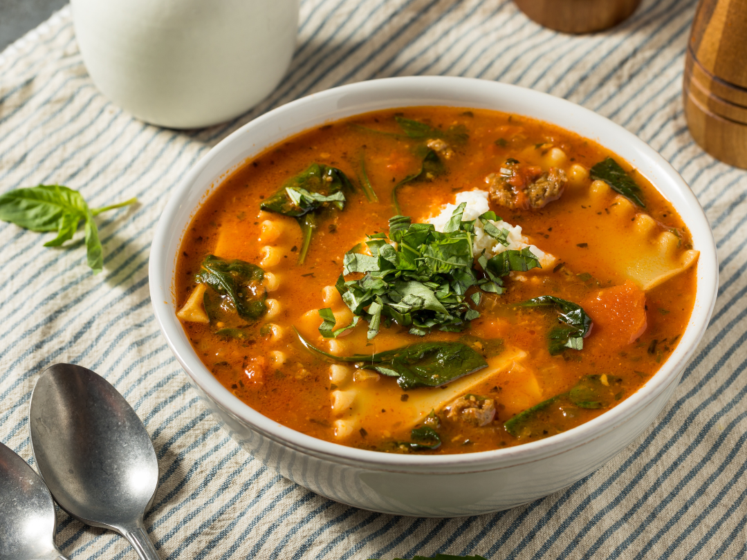 LASAGNE SOUP WITH ITALIAN SAUSAGE