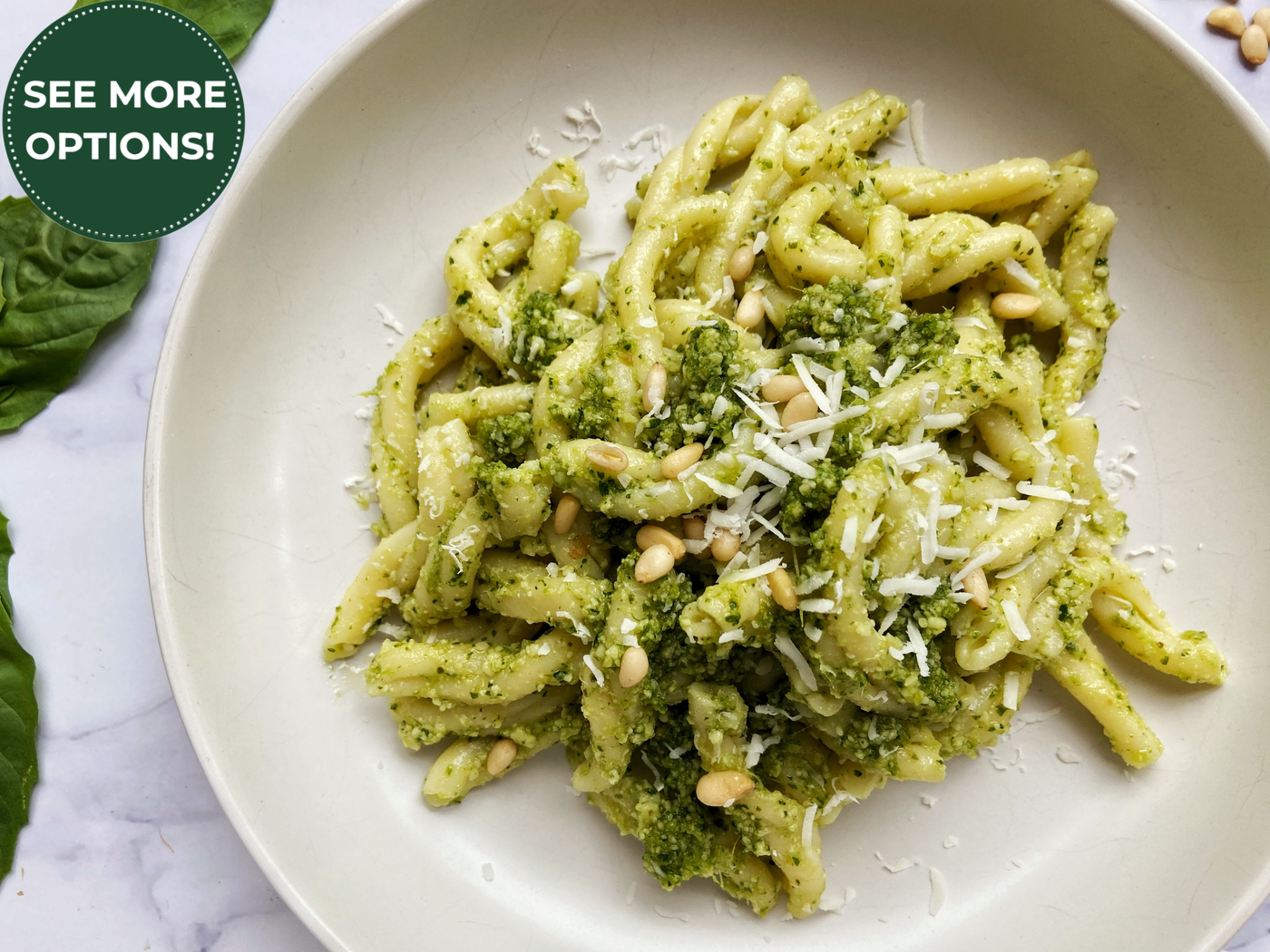 CASARECCE WITH FRESH BASIL PESTO