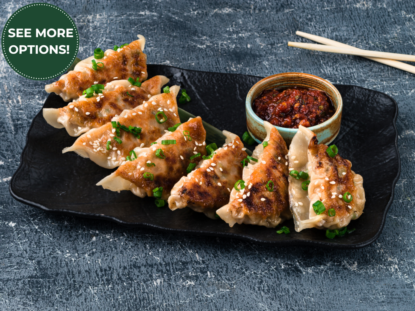 GYOZA WITH TABERU RAYU (JAPANESE-STYLE CHILI CRISP)