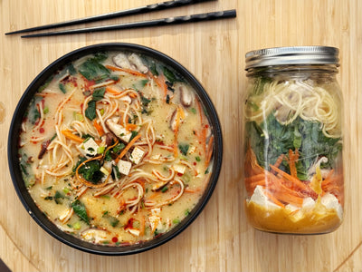 SPICY MISO RAMEN JAR SOUP WITH TOFU & VEGETABLES