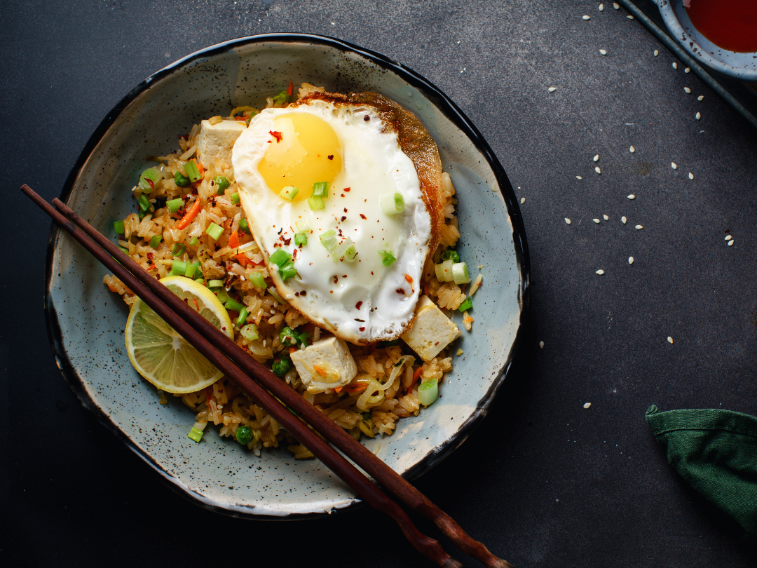 MISO FRIED RICE WITH TOFU & PEAS