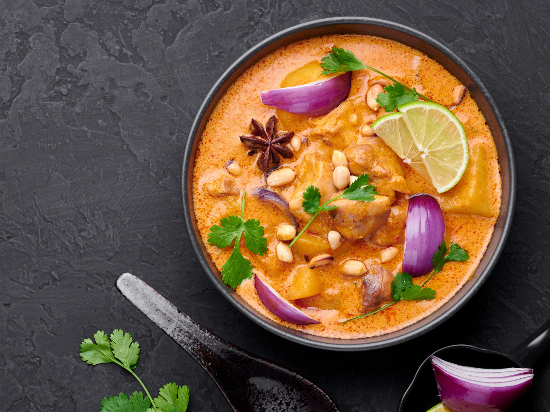 VEGAN MASSAMAN CURRY WITH FRIED TOFU & SWEET POTATO