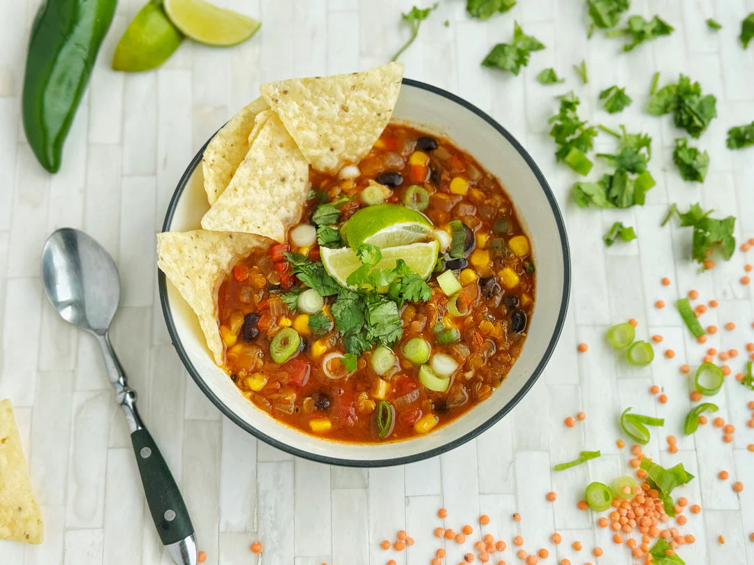 NEW! VEGAN TORTILLA SOUP WITH LENTILS