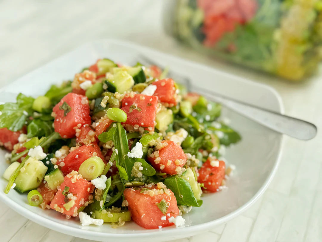 WATERMELON JAR SALAD WITH FETA & EDAMAME
