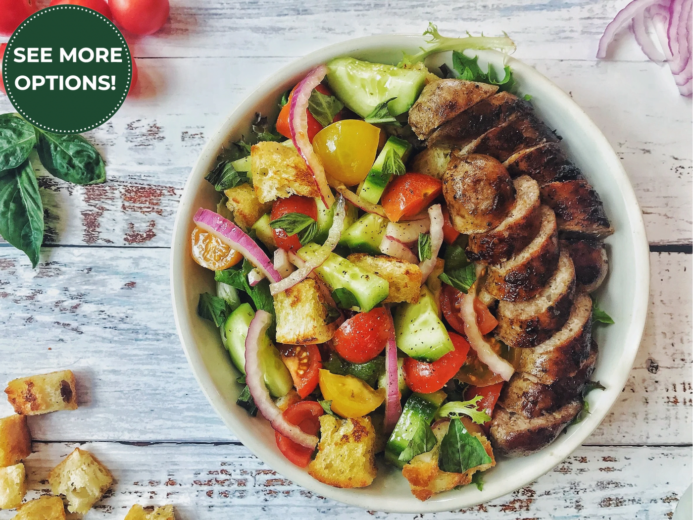 TUSCAN PANZANELLA WITH GRILLED PORK ITALIAN SAUSAGE