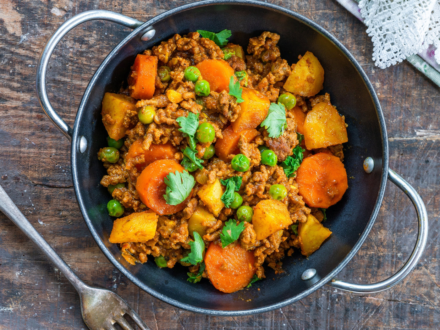 BEEF KEEMA WITH CILANTRO CHUTNEY