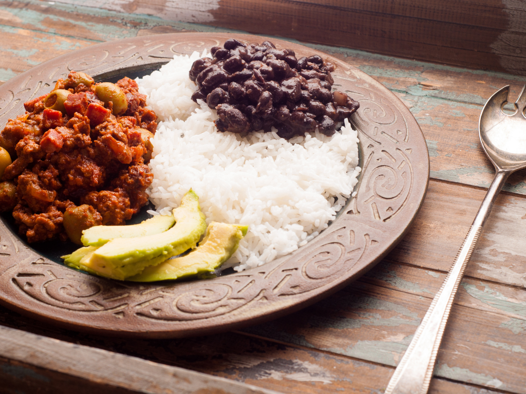 CUBAN PICADILLO WITH CITRUSY BLACK BEANS