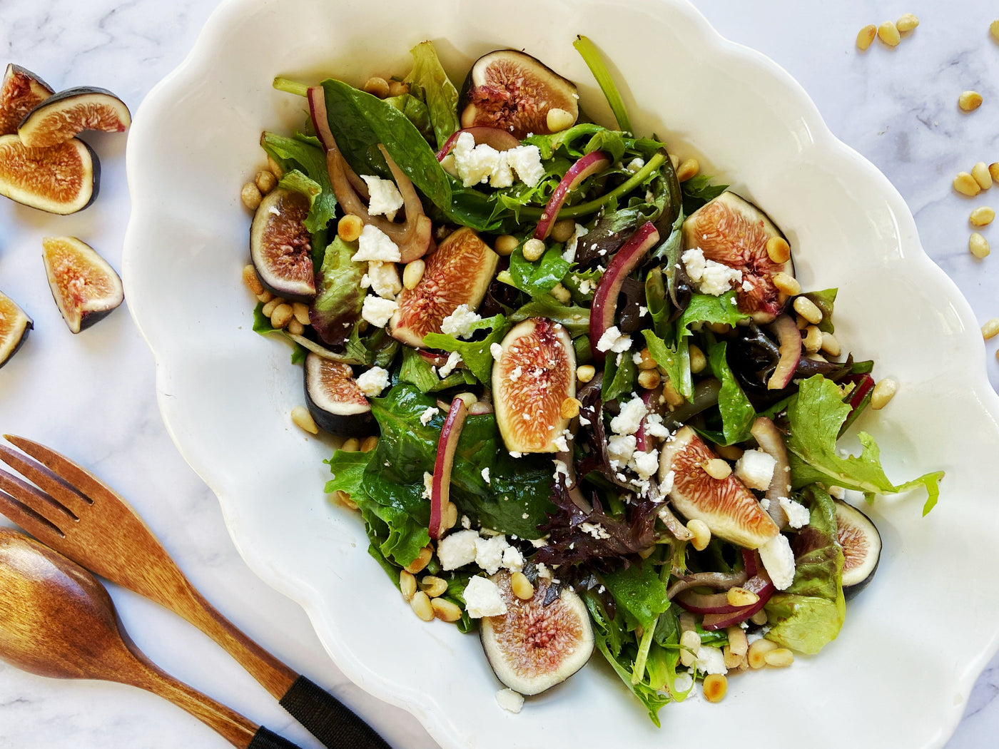 FIG & FETA SALAD WITH PINE NUTS