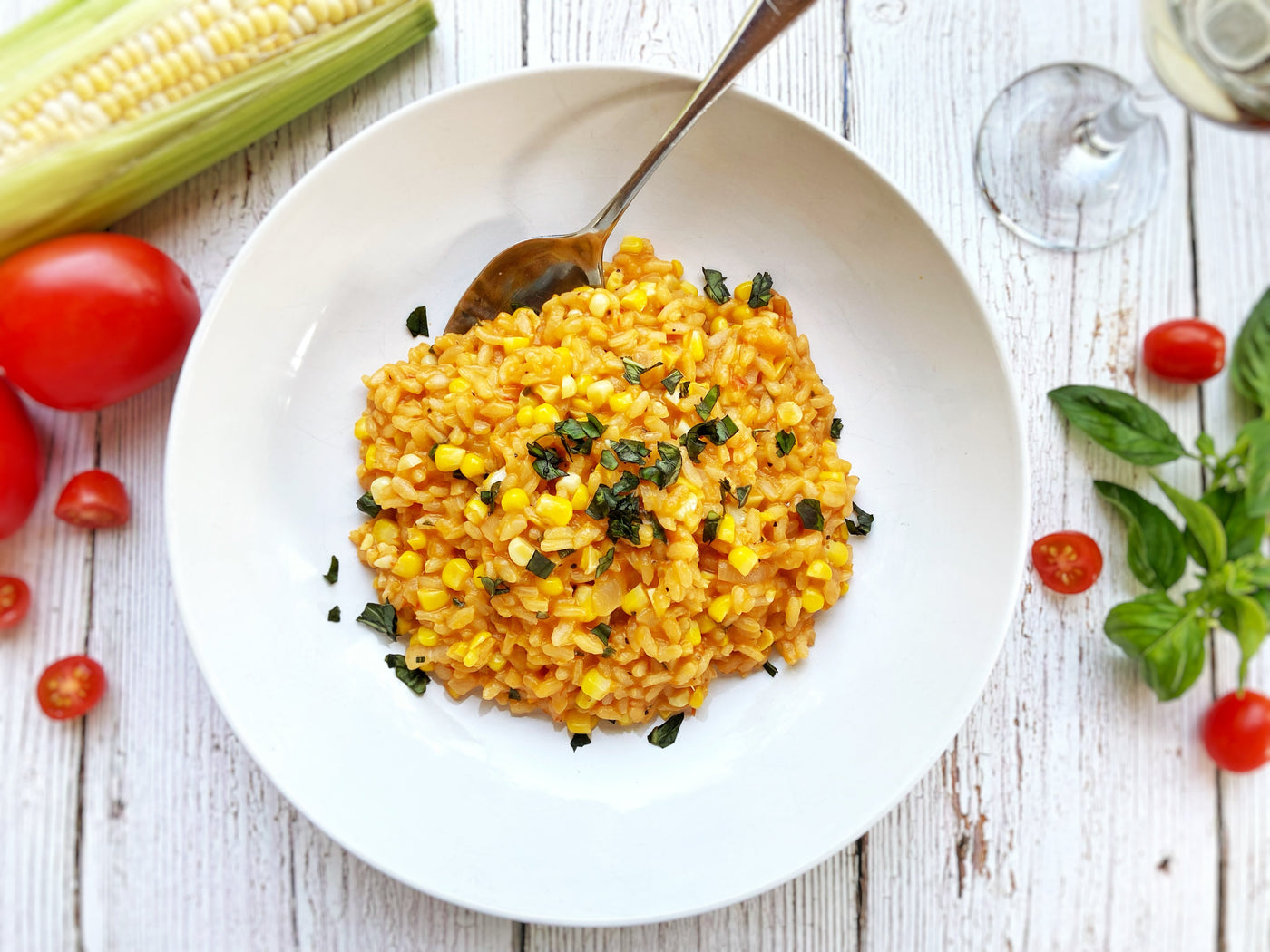 EMPLOYEE FAVORITE! FRESH TOMATO RISOTTO WITH SWEET CORN