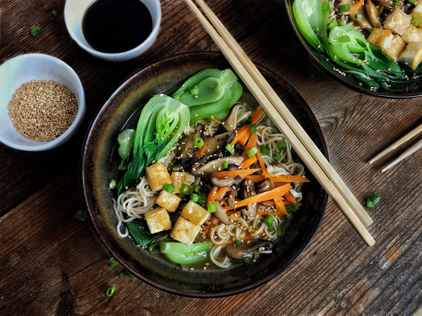 CUSTOMER FAVORITE! GINGER MISO RAMEN WITH TOFU