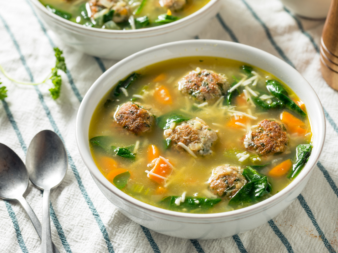 ITALIAN WEDDING SOUP WITH BEEF MEATBALLS