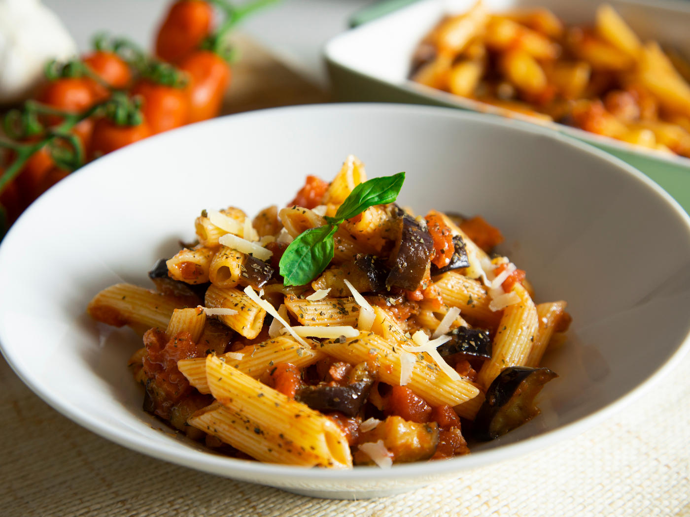 PASTA ALLA NORMA (RIGATONI WITH ROASTED EGGPLANT + FRESH TOMATO SAUCE)