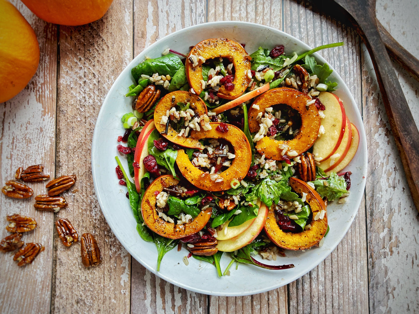PUMPKIN & WILD RICE SALAD WITH APPLES & PECANS