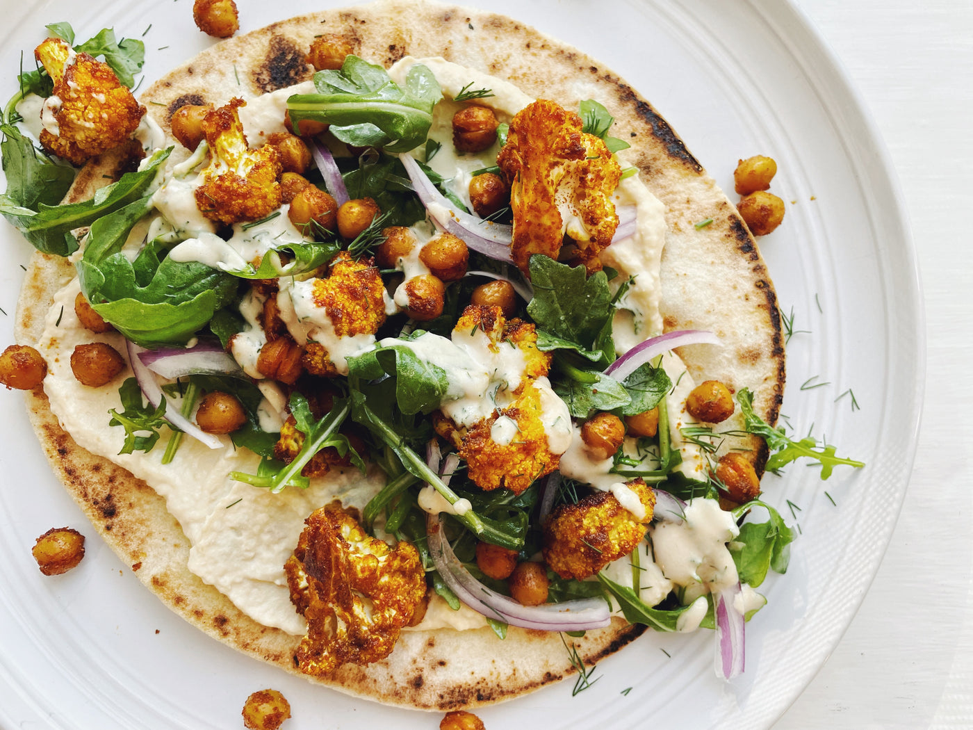 EMPLOYEE FAVORITE! ROASTED CAULIFLOWER & CHICKPEA FLATBREADS