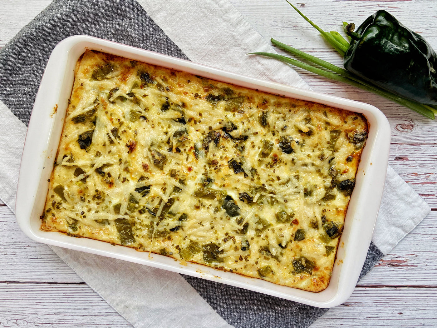 ROASTED POBLANO & TORTILLA STRATA