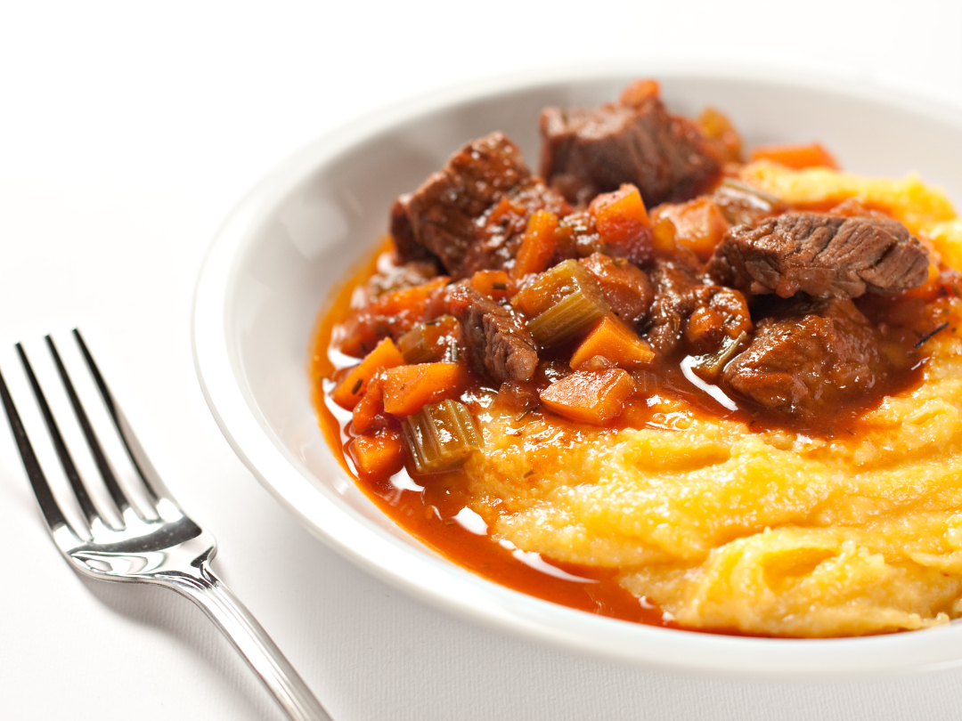 SICILIAN BEEF STEW WITH CREAMY POLENTA