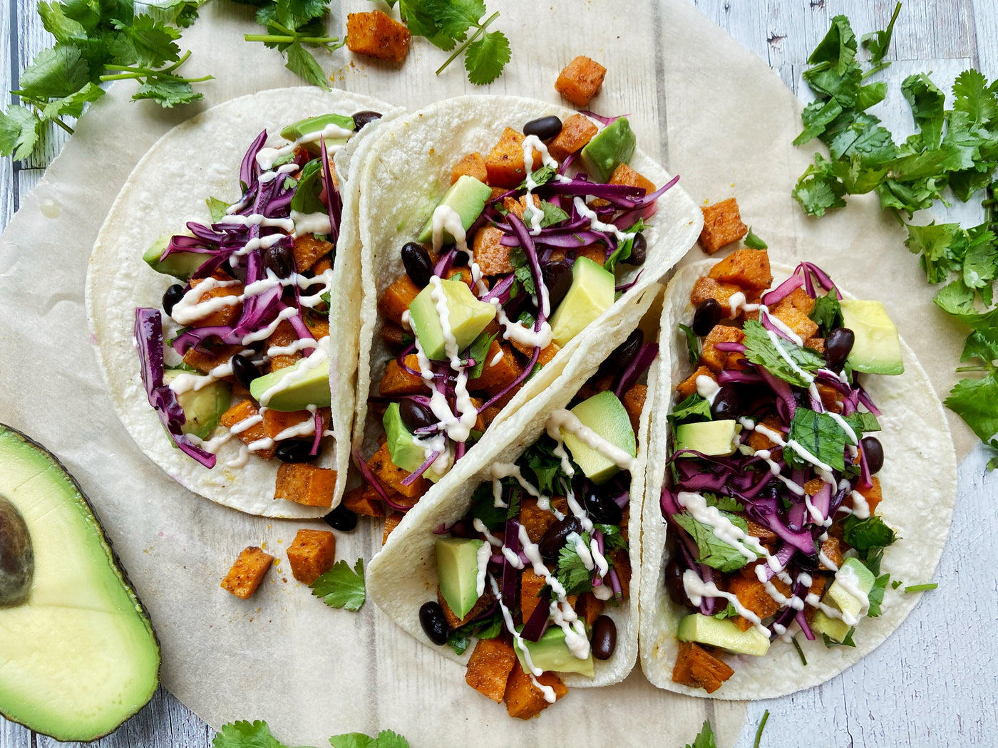 SWEET POTATO & BLACK BEAN TACOS