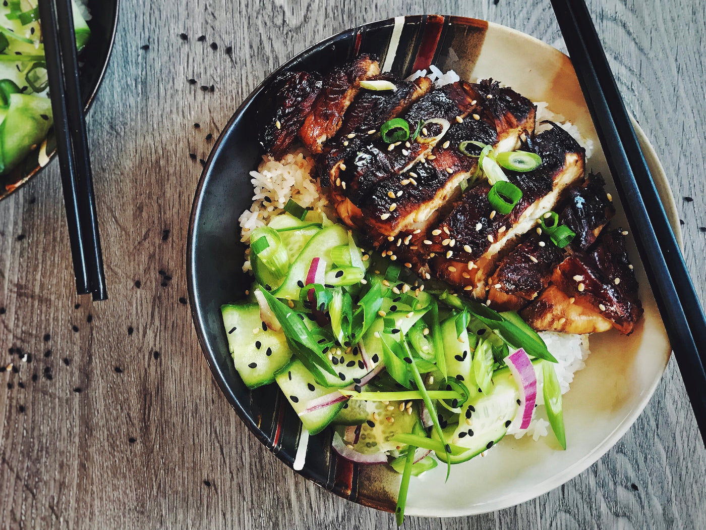 TERIYAKI CHICKEN WITH CUCUMBER SALAD
